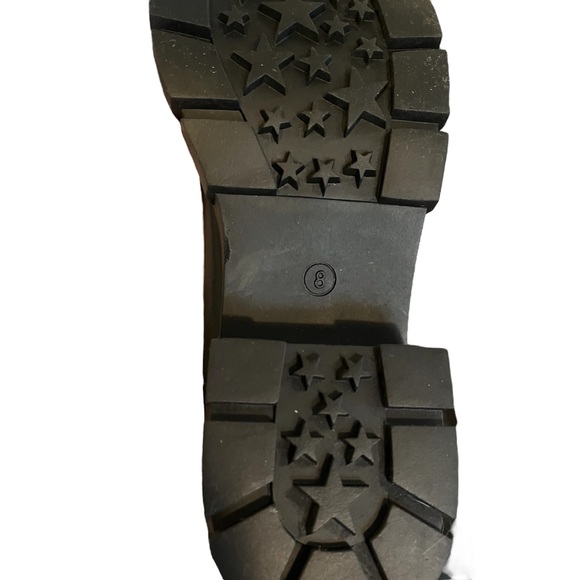 New lug sole block heel Chelsea combat boots black faux leather rubber elastic - Picture 11 of 11